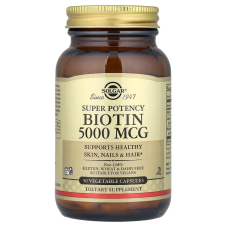 Биотин, Biotin, Solgar, 5000 мкг, 50 вегетарианских капсул