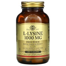 L-лизин, L-Lysine, Solgar, свободная форма, 1000 мг, 100 таблеток