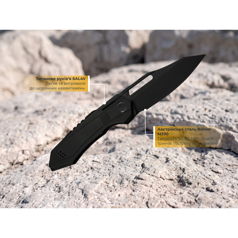 Ніж складаний туристичний Weknife Bogey (9.3 см) Bohler M390 / Titanium чорний