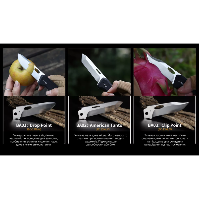 Ніж складаний Roxon S502U, чорний