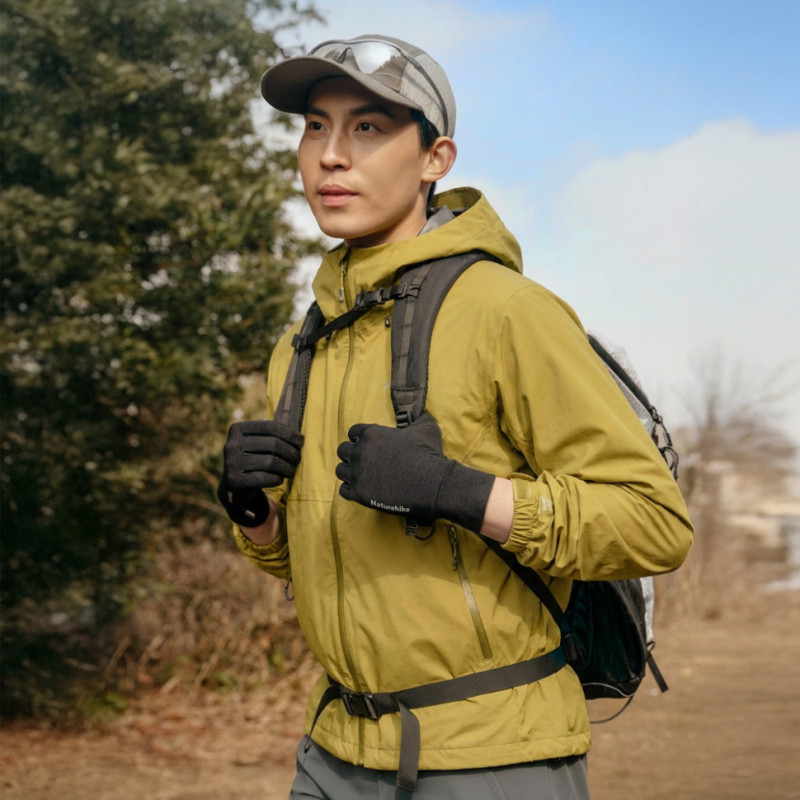 Рукавички туристичні вовняні Naturehike CYY2610FS010, M, чорний