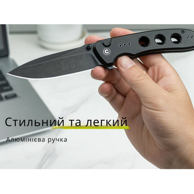 Ніж складаний туристичний Civivi Hyperpulse, (8.9 см) 14C28N / Aluminum чорний