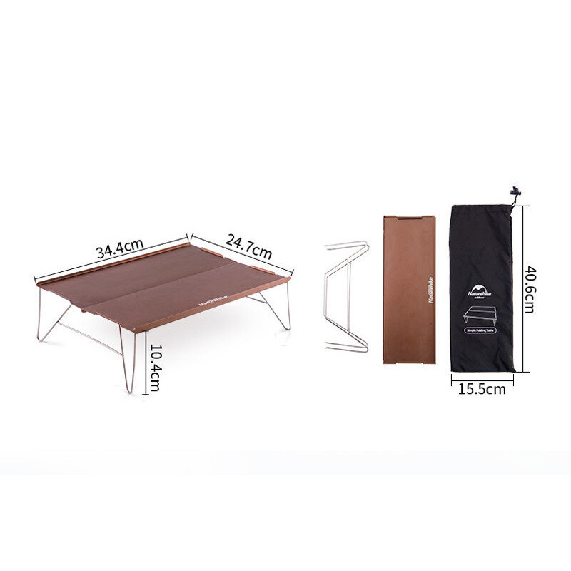 Стіл розкладний алюмінієвий для пікніку Naturehike NH17Z001-L, 34х25 см, сірий