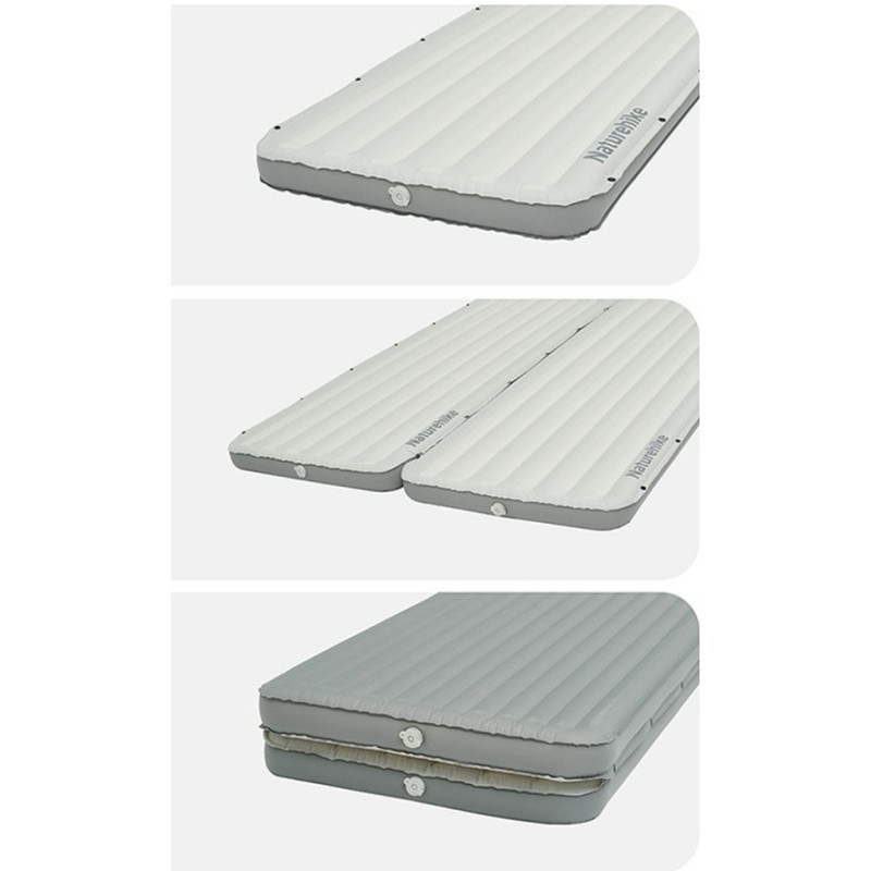 Матрац туристичний надувний одномісний Naturehike CNK2450WS035, 198х68х9.5 см, білий із вбудованою помпою для надування