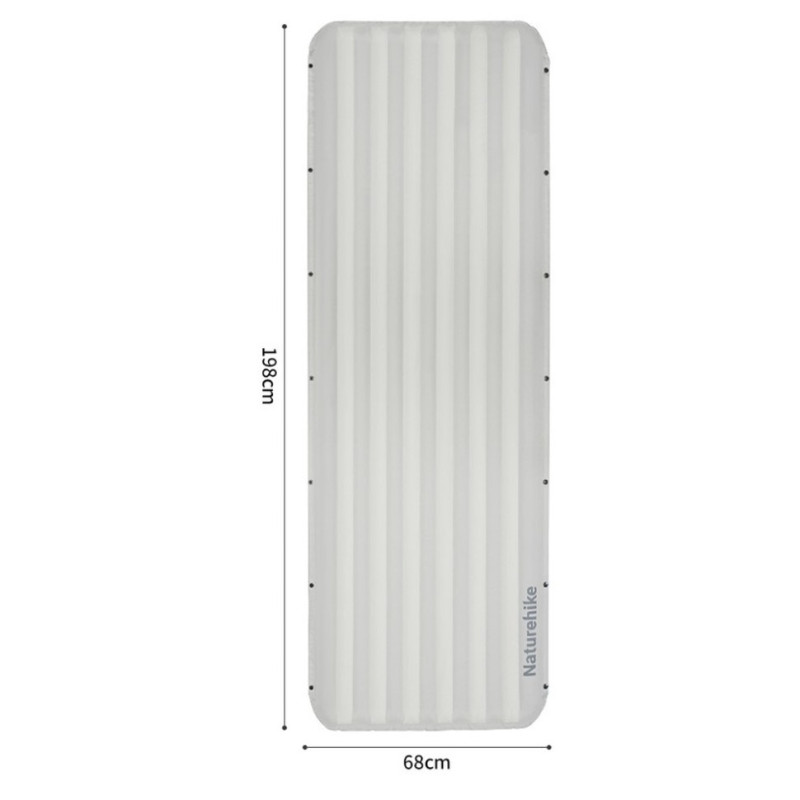 Матрац туристичний надувний одномісний Naturehike CNK2450WS035, 198х68х9.5 см, білий із вбудованою помпою для надування