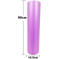 Массажный ролик (валик) EasyFit Foam Roller, длина 90 см, диаметр 14,5 см, фиолетовый, пена EVA с мелкой массажной поверхностью, для МФР, фитнеса, йоги и реабилитации