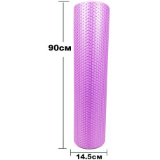 Масажний ролик (валик) EasyFit Foam Roller, довжина 90 см, діаметр 14,5 см, фіолетовий, піна EVA з дрібною масажною поверхнею, для МФР, фітнесу, йоги та реабілітації