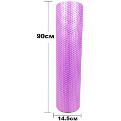Массажный ролик (валик) EasyFit Foam Roller, Длина 90 см, Диаметр 14,5 см, Пена EVA с мелкой массажной поверхностью, Для МФР, фитнеса, йоги и реабилитации, Фиолетовый