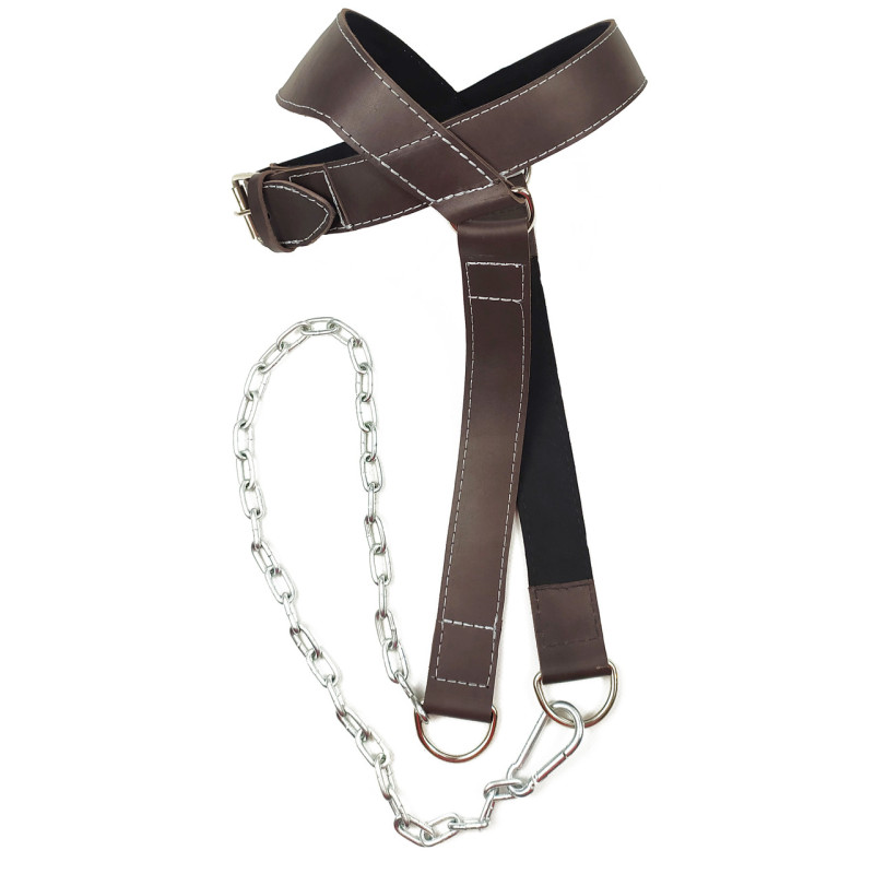 Упряжь кожаная EasyFit для шеи с цепью, Кожа, Замша, Сталь, Максимальная нагрузка 100 кг, Коричневый