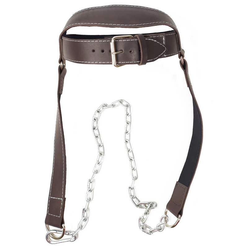 Упряжь кожаная EasyFit для шеи с цепью, Кожа, Замша, Сталь, Максимальная нагрузка 100 кг, Коричневый