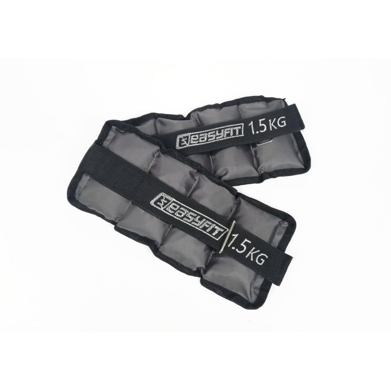 Утяжелители для ног и рук с металлом EasyFit Metal (пара), Вес 1,5 кг, Оксфорд, Металл, Черно-серый