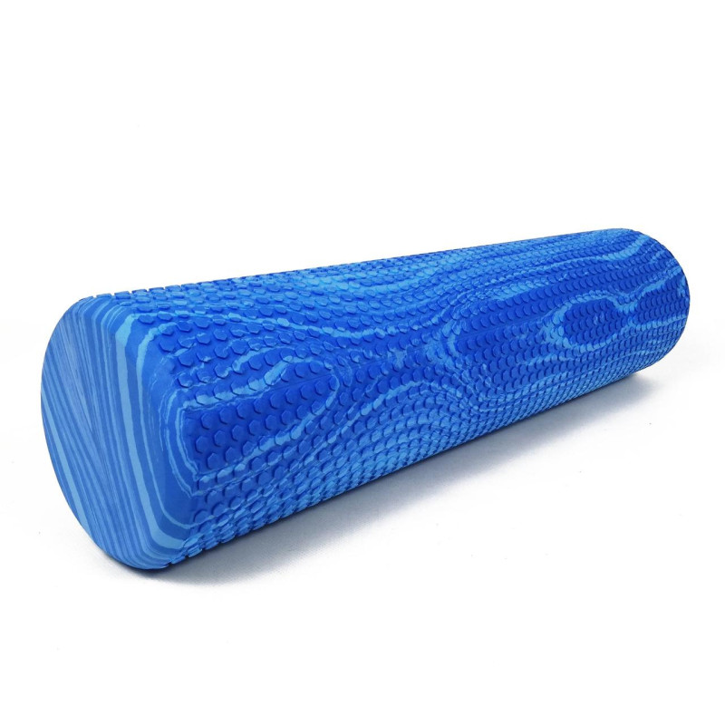 Массажный ролик (валик) EasyFit Foam Roller, длина 60 см, диаметр 14,5 см, сине-голубой, пена EVA с мелкой массажной поверхностью, для МФР, фитнеса, йоги и реабилитации