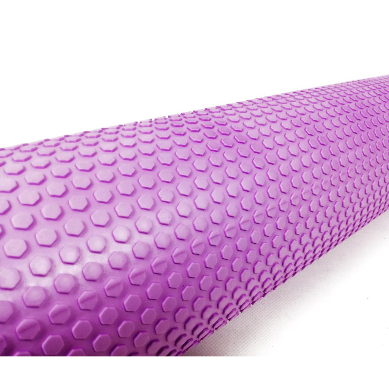 Массажный ролик (валик) EasyFit Foam Roller, длина 90 см, диаметр 14,5 см, фиолетовый, пена EVA с мелкой массажной поверхностью, для МФР, фитнеса, йоги и реабилитации