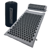 Масажний килимок EasyFit з подушкою (аплікатор Кузнєцова) для масажу спини та шиї з чохлом, довжина 62 см, ширина 40 см, товщина 2 см, бавовна, пластик, сірий