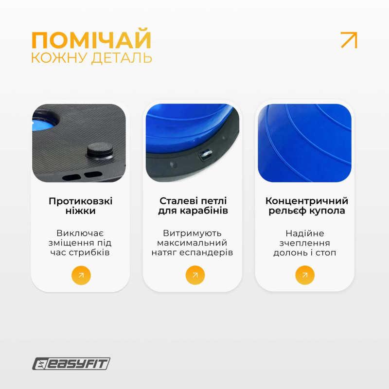 Балансировочная платформа EasyFit BOSU, диаметр 60 см, синий