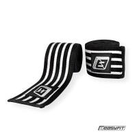 Бинт для приседаний EasyFit фиксатор коленного сустава (черно-белый)