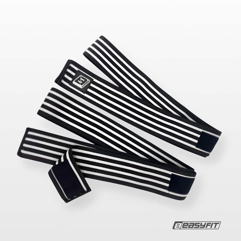 Бинт для приседаний EasyFit фиксатор коленного сустава (черно-белый)