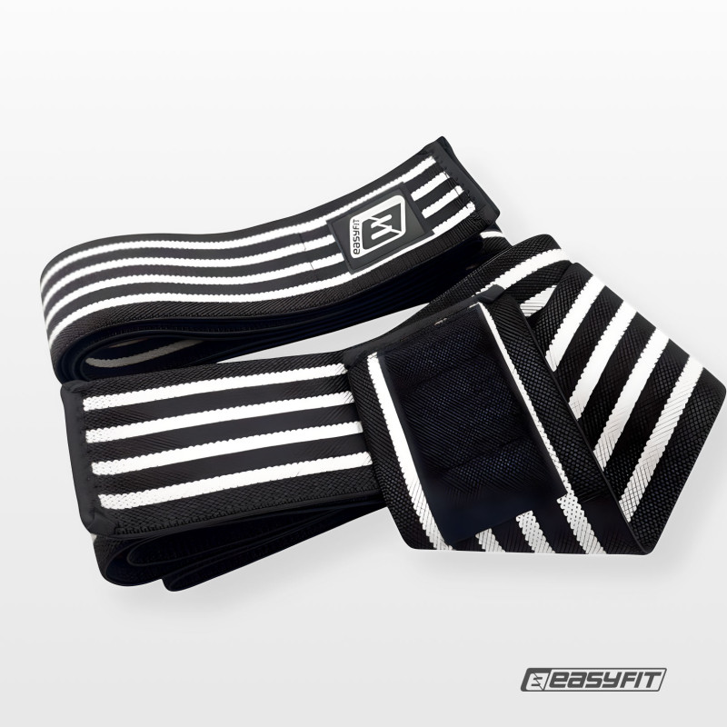 Бинт для приседаний EasyFit фиксатор коленного сустава (черно-белый)
