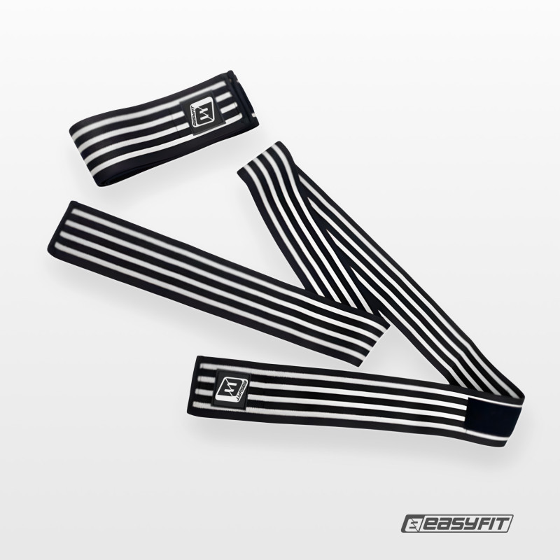 Бинт для приседаний EasyFit фиксатор коленного сустава (черно-белый)