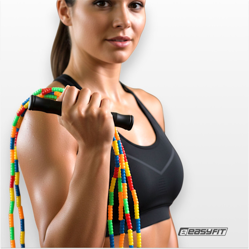Бісерна скакалка EasyFit FreeRope, Довжина 2,7 м, Мультиколор, Для роуп-скіппінгу, фристайлу та функціональних тренувань