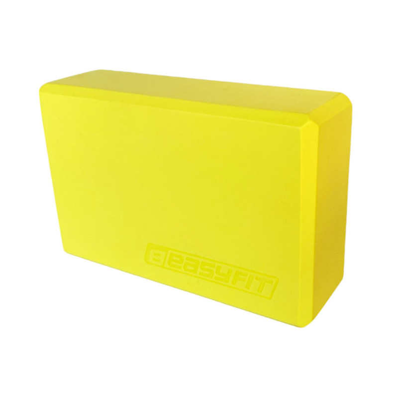Блок для йоги EasyFit, Довжина 23 см, Ширина 15,5 см, Піна EVA, Жовтий
