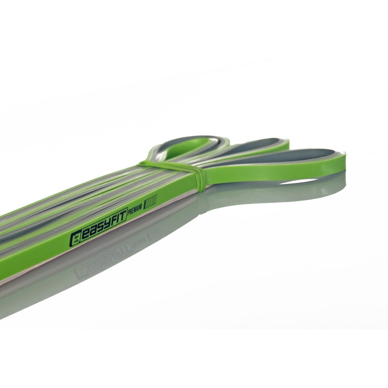 Двошарова гумка (еспандер) EasyFit Premium, Опір 2-7 кг, довжина 200 см, ширина 0,64 см, товщина 4,5 мм, латекс, зелений, для підтягувань, силових тренувань і реабілітації
