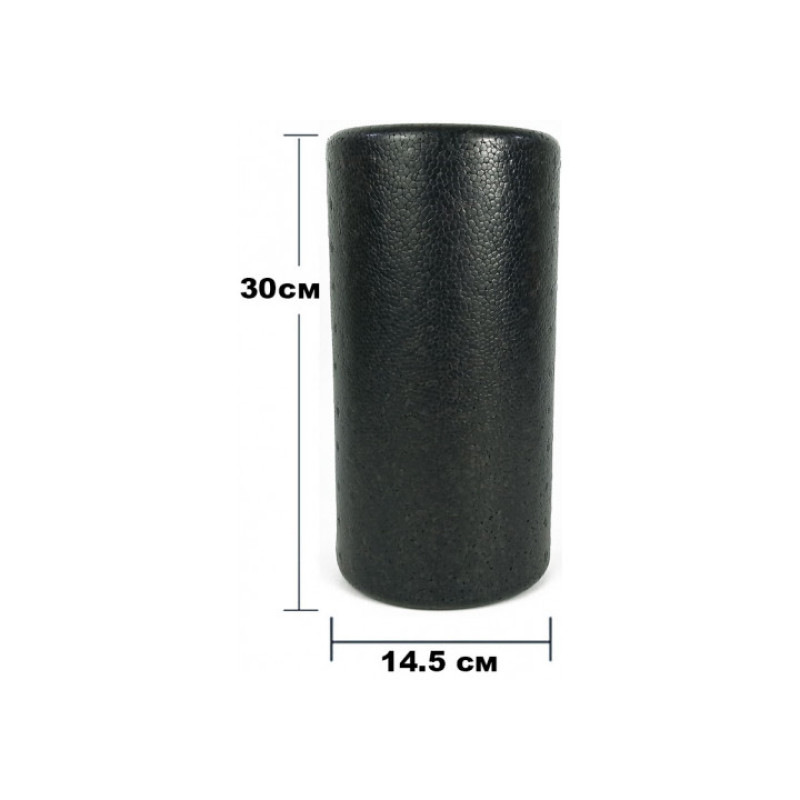 Массажный ролик (валик) EasyFit PolyFoam Roller, Длина 30 см, Диаметр 14,5 см, EPP-пена, для МФР, фитнеса, йоги и реабилитации, Черный
