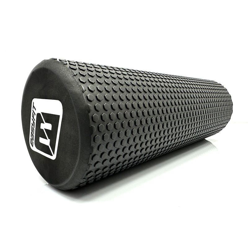 Массажный ролик (валик) EasyFit Foam Roller, длина 45 см, диаметр 15 см, черный, пена EVA с мелкой массажной поверхностью, для МФР, фитнеса, йоги и реабилитации