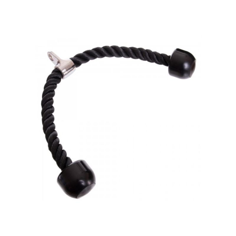 Канат EasyFit подвійний для трицепса, Довжина 68 см, Нейлон, Сталь, Чорний, Для тяги на блочному тренажері 