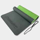 Двухслойный коврик EasyFit для пилатеса, фитнеса и йоги, 183x61 см, толщина 6 мм, TPE/TC, ECO-Friendly, черно-зеленый
