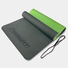 Двухслойный коврик EasyFit для пилатеса, фитнеса и йоги, 183x61 см, толщина 6 мм, TPE/TC, ECO-Friendly, черно-зеленый