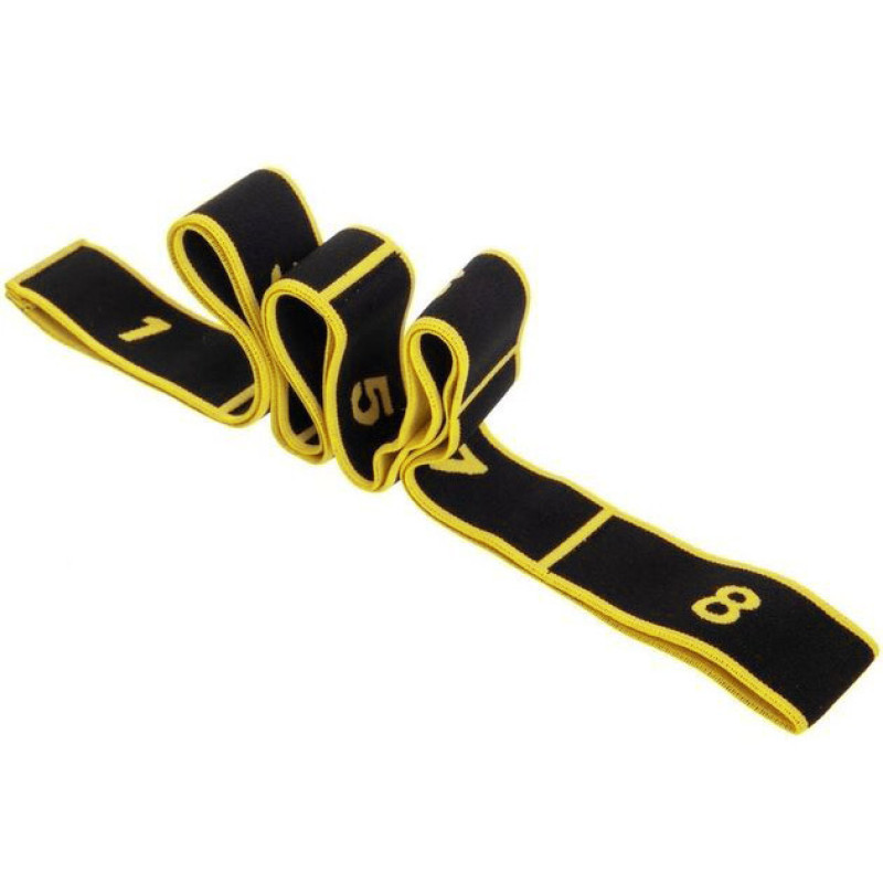 Эспандер ленточный EasyFit с петлями, длина 90 см, ширина 4 см, полиэстер и эластан, для реабилитации, фитнеса, йоги и пилатеса, черно-желтый