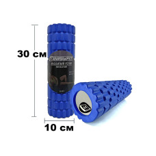 Массажный ролик (валик) EasyFit Grid Roller Mini, Длина 30 см, Диаметр 10 см, Пена EVA с массажной поверхностью 3D, для МФР, фитнеса, йоги и реабилитации, Синий