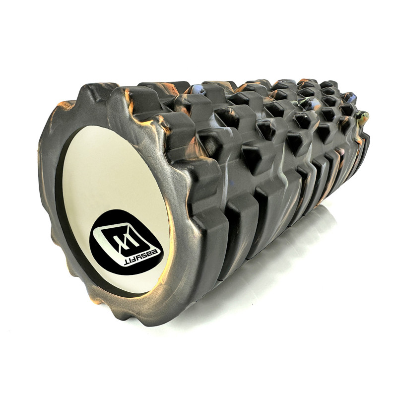 Массажный ролик (валик) EasyFit Grid Roller v.1.1 Multi , Длина 33 см, Диаметр 14 см, Каркас из высокопрочного пластика, Пена EVA с массажной поверхностью 3D, для МФР, фитнеса, йоги и реабилитации, Чёрно-цветной
