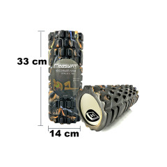 Массажный ролик (валик) EasyFit Grid Roller v.1.1 Multi , Длина 33 см, Диаметр 14 см, Каркас из высокопрочного пластика, Пена EVA с массажной поверхностью 3D, для МФР, фитнеса, йоги и реабилитации, Чёрно-цветной