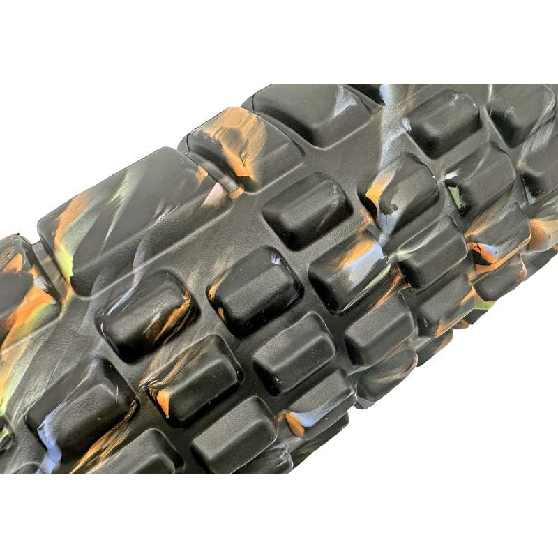 Массажный ролик (валик) EasyFit Grid Roller v.1.1 Multi , Длина 33 см, Диаметр 14 см, Каркас из высокопрочного пластика, Пена EVA с массажной поверхностью 3D, для МФР, фитнеса, йоги и реабилитации, Чёрно-цветной