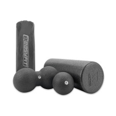 МФР набор для массажа EasyFit MioSet-XL: массажный ролик (валик 45х15 см), двойной массажный мяч (23х12 см) и массажный мяч (10 см) для фитнеса, реабилитации и расслабления мышц
