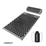 Массажный коврик EasyFit с подушкой (аппликатор Кузнецова) для массажа спины и шеи с чехлом, серый