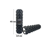 Масажний ролик (валик) EasyFit Grid Roller Extreme, Довжина 45 см, Діаметр 14 см, Піна EVA з масажною поверхнею 3D, для МФР, фітнесу, йоги та реабілітації, Чорний