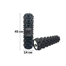Масажний ролик (валик) EasyFit Grid Roller Extreme, Довжина 45 см, Діаметр 14 см, Піна EVA з масажною поверхнею 3D, для МФР, фітнесу, йоги та реабілітації, Чорний