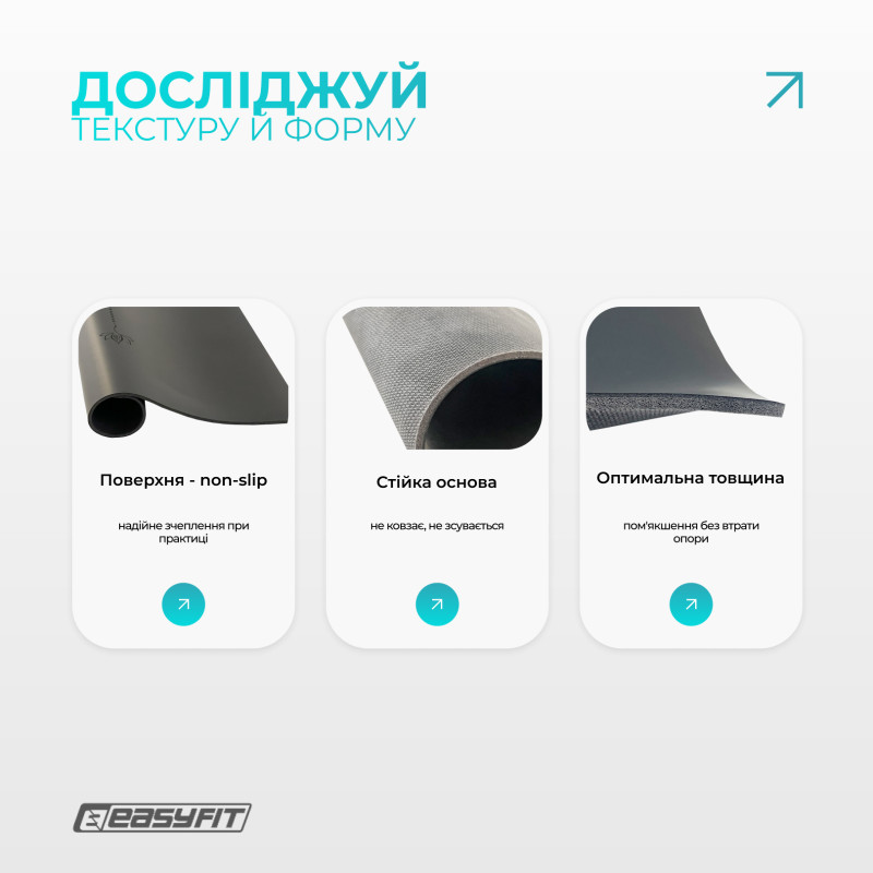 Міні-мат (килимок) для йоги EasyFit Yoga Pad, Каучук, Довжина 60 см, Ширина 40 см, Товщина 3,5 мм, Чорний