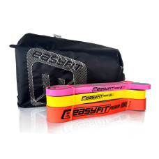 Двухслойные резинки (эспандеры) EasyFit Premium, набор 3 шт, сопротивление 7-45 кг, длина 200 см, толщина 4,5 мм, ширина: 1,3 см, 2,2 см, 3,2 см, латексная резина, розовый, желтый, оранжевый, для силовых тренировок, подтягиваний и реабилитации