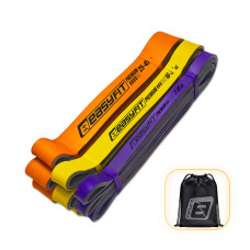 Набор резинок для подтягиваний и спорта EasyFit Premium (3 шт), двухслойные, сопротивление 7-45 кг, сумка для хранения