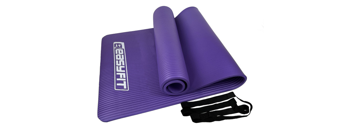 Килимок EasyFit для пілатесу та фітнесу, 180x60 см, товщина 10 мм, NBR, фіолетовий