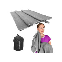 Полотенце для спортзала EasyFit SilverWing в сумочке, Размер 140х60 см, Микрофибра, Серый