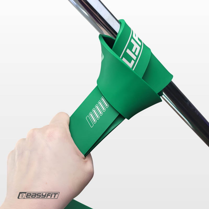 Резинка для подтягиваний и спорта EasyFit, Сопротивление 19-65 кг, Латекс, Длина 208 см, Ширина 44 мм, Толщина 4,5 мм, Зеленый