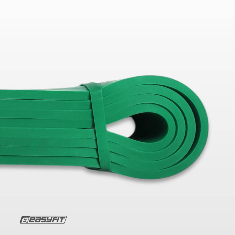 Резинка для подтягиваний и спорта EasyFit, Сопротивление 19-65 кг, Латекс, Длина 208 см, Ширина 44 мм, Толщина 4,5 мм, Зеленый