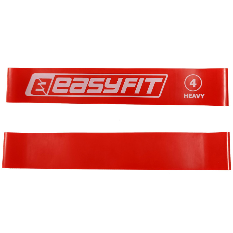 Фитнес-резинка для ног EasyFit №4 Heavy, Сопротивление 15 кг, Латекс, Длина 60 см, Ширина 5 см, Толщина 1 мм, Красный