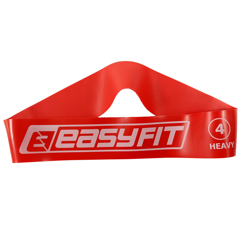 Фитнес-резинка для ног EasyFit №4 Heavy, Сопротивление 15 кг, Латекс, Длина 60 см, Ширина 5 см, Толщина 1 мм, Красный