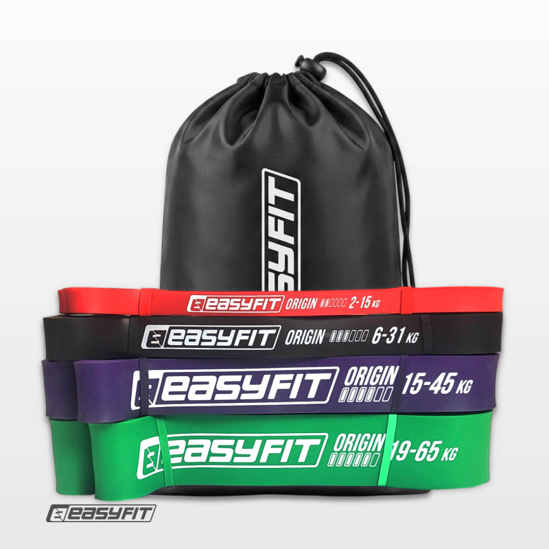 Набор резинок для подтягивания и спорта EasyFit, сопротивление 2-65 кг (4 шт.)
